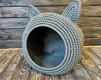 Modern crochet cat bed, pet house, cave for cat, bed for small dog, Rabbit House, Cat Beds.