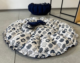 PET BED,  bed for small dog, modern round pillow, cat pillows. Pet mat. Cat beds. Dog Bed Cover. Animal bed.