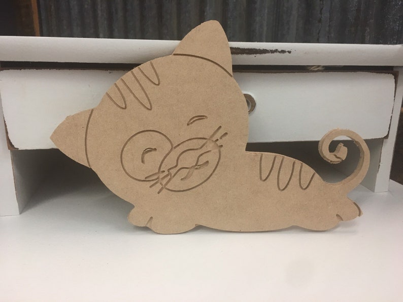 Cat Kitty Unfinished Paint by Line Kids DIY Craft for bedroom decor