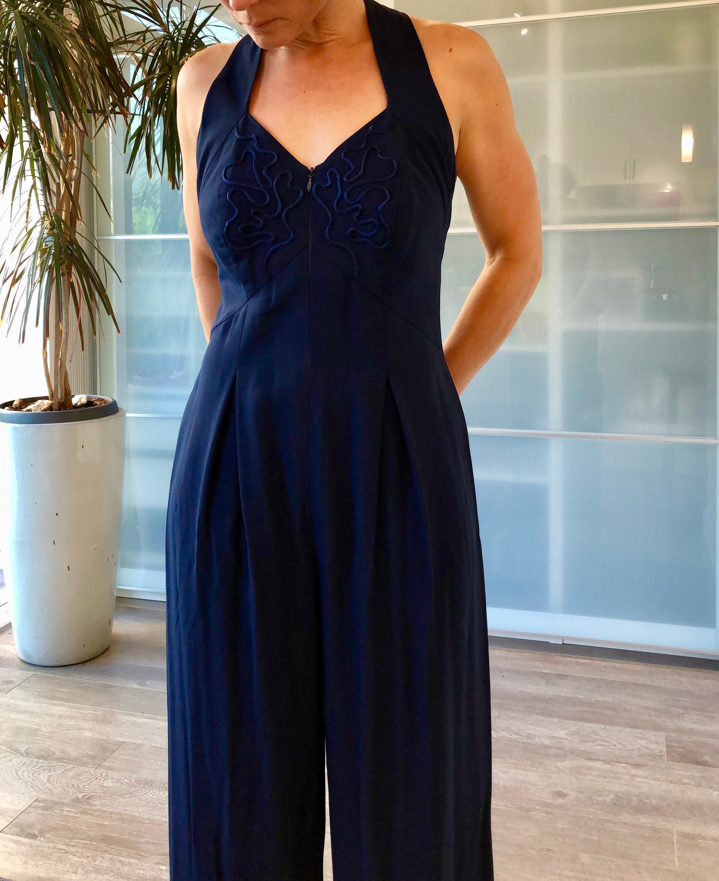 navy blue jumpsuit formal