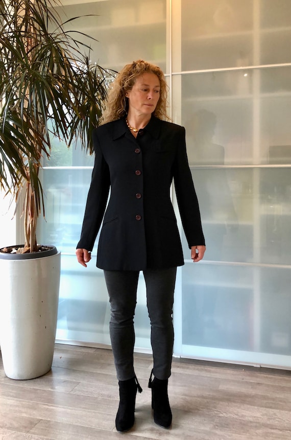 Navy Blue Lined Blazer Jacket, Vintage Canadian 19