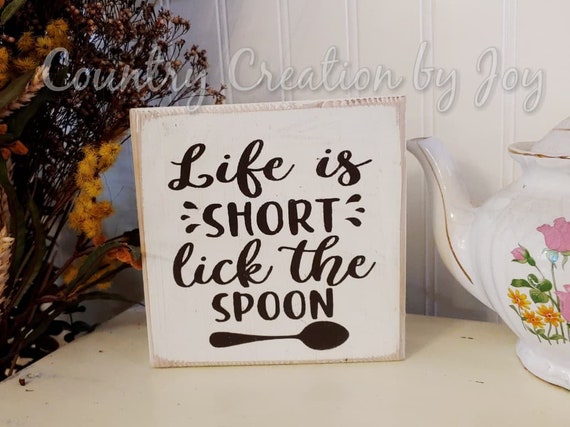 Funny kitchen sign-kitchen wall decor funny-Life is short lick the