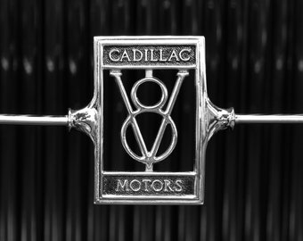 Cadillac -- black and white photograph, fine art, wall art print, classic car, vintage automobile photo, gift for him, man cave wall art