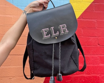 Stitch Your Own Design Backpack -Canvas & Black leather