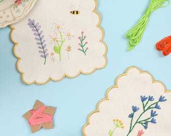 Posavasos "Cose tus flores" - Kit de bordado