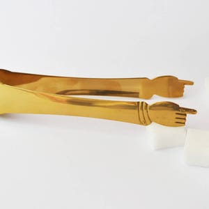 Handy Golden Sugar Tongs, Unique Pointing Hand Prongs with gift box image 5