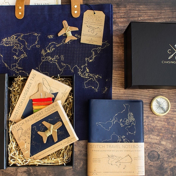 Panier d'accessoires de voyage de luxe - Coffret cadeau idéal pour les amoureux des voyages et les globe-trotters