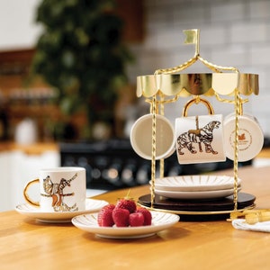 Spinning Carousel Stand & Fine Bone China Tea / Coffee Set