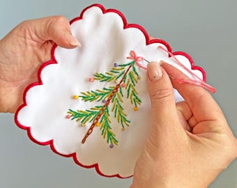 Stitch Your Christmas Cocktails Napkins - Festive Embroidery Kit