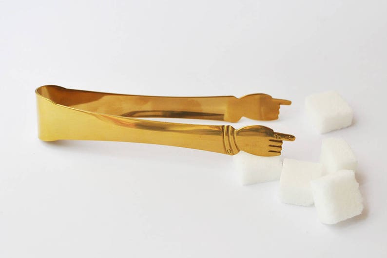 Handy Golden Sugar Tongs, Unique Pointing Hand Prongs with gift box image 5