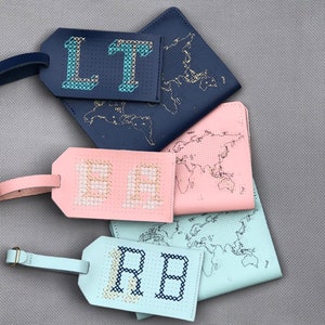 Stitch Luggage Set Sew where you've been passport & stitch your own Luggage Tag Gift Set Navy image 3