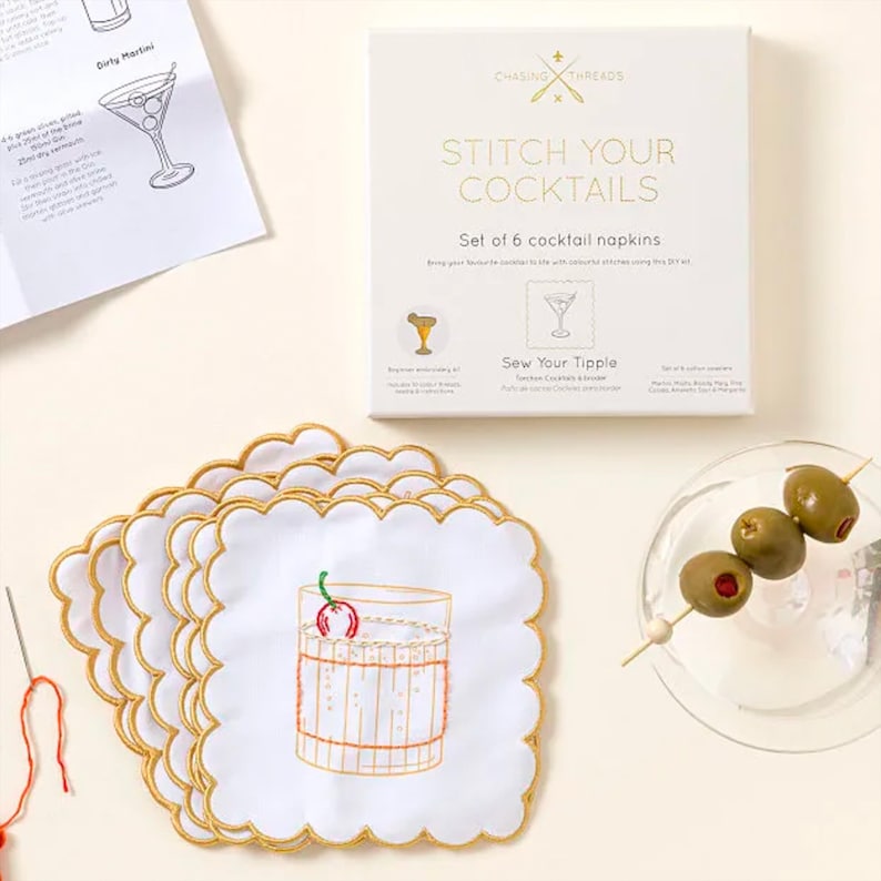 Chasing Threads Cocktail Napkins Embroidery Kit - Thumbnail 2