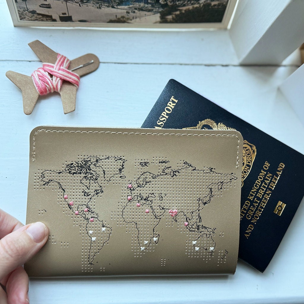 Stitch Where You've Been! Travel Passport Cover - Metallic Gold