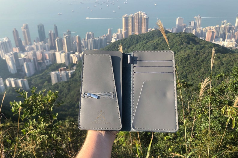 Stitch where you/'ve been Travel Wallet in Grey with world map With needle /& thread in beautiful Gift Box