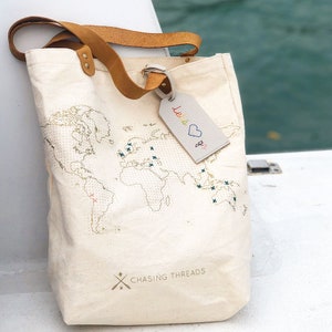 Stitch Where You've Been Canvas Travel Tote Bag image 6