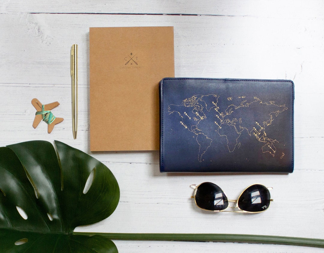 Stitch Where You've Been Travel Notebook in Navy Leather - Etsy