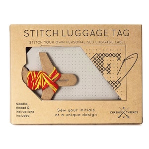 Vegan Stitch Luggage Set Sew where you've been passport & stitch your own Luggage Tag Gift Set Light Grey image 8