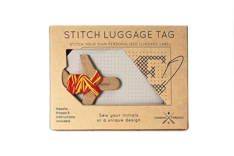 Vegan Stitch Luggage Set Sew where you've been passport & stitch your own Luggage Tag Gift Set Light Grey image 8
