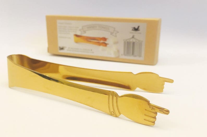 Handy Golden Sugar Tongs, Unique Pointing Hand Prongs with gift box image 9