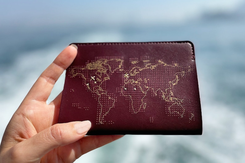 Stitch Where You've Been Travel Passport Cover Maroon Etsy
