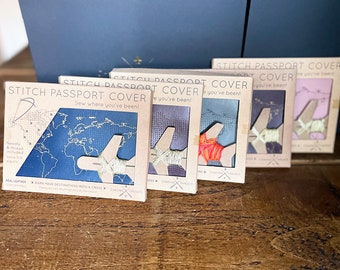 Combo Set of 5 Stitch Your Travels Passport Covers - Choose 5 Covers to save 20% (Mix and match all colours of Vegan & Real leather)