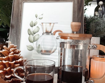 Impresión artística de café, impresión de café, impresión artística de plantas, arte de plantas, arte de plantas de café, regalo para amantes del café, arte mural de café, regalo de café, impresión artística