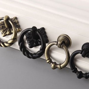 Vintage Knobs Pulls Rings Knobs Pull Drawer Knobs Handles Dresser Knobs Pulls Handles Cabinet Door Pulls Knobs Antique Bronze Black Knobs