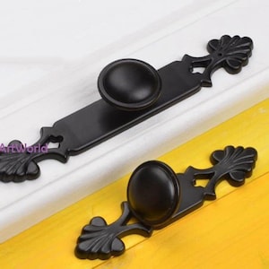 Drawer Knobs Pull Handles Dresser Knobs Pulls Kitchen Cabinet Door Knobs Handles Hardware Furniture Retro Black Back Plate Knobs Handles