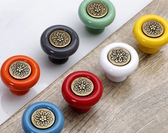 Dresser Knobs Drawer Knobs  Ceramic Cabinet Knobs Pulls Furniture Hardware Knobs Exquisite  Green Red Orange Blue Yellow Gray White Knob