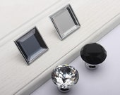Square Round Glass Knobs Handles Dresser Knobs Pulls Drawer Knobs Pulls Cabinet Knobs Pulls Door Knob Handles Hardware Clear Black Gray