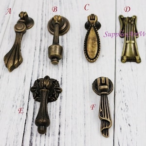 Antique Bronze Cabinet Knobs Pulls Drop Pulls Knobs Dresser Knobs Handles Drawer Knobs Pull Handles Rustic Vintage Furniture Hardware Knobs