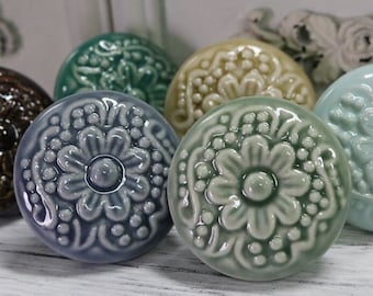 Flower Knobs Handles Dresser Knobs Pulls Drawer Knobs Pulls Handles Cabinet Knobs Pulls Ceramic Door Knobs Handles Furniture Porcelain Knobs