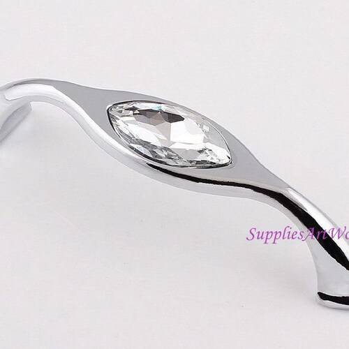 Silver Glass Dresser Pulls Knobs Drawer Pulls Handles Knobs Etsy