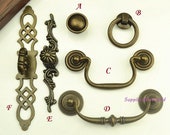 Vintage Dresser Pulls Handles Drawer Pulls Handles Knobs Drop Bail Pulls Knob Antique Bronze Cabinet Pulls Handle Knobs Back Plate 3.5 quot 4.25 quot