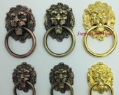 1.25 quot Lion Drawer Pulls Knobs Handles Dresser Drop Rings Pulls Antique Bronze Gold Lion Head Door Knocker Cabinet Knobs Pull Vintage Hardware