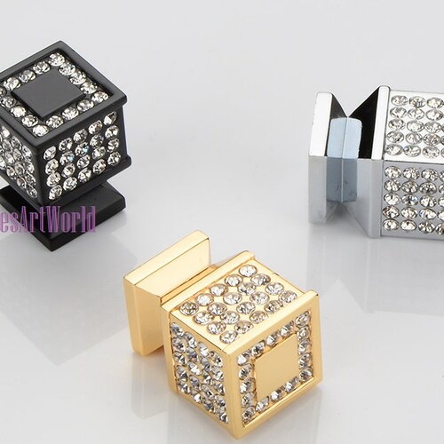 Rhinestone Glass Knobs Handles Crystal Knobs Pulls Drawer Etsy