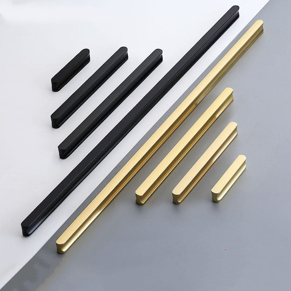 Brushed brass Black Cabinet Door Wardrobe Extension Handle Modern Minimalist Long Drawer Cabinet Door Handle Drawer Handle Dresser Handle