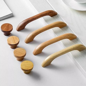 Solid Wood Handles Knobs Pulls Cabinet Drawer Handles Wardrobe Knobs Pulls Dresser pull Handle Knobs Kitchen Wooden Pulls Bathroom handle image 1