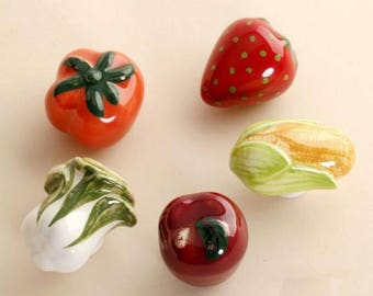 Fruit Vegetable Knob Kitchen Cabinet Knobs Baby Kids Dresser Knobs Ceramic Handle Pull Knob Children Hardware