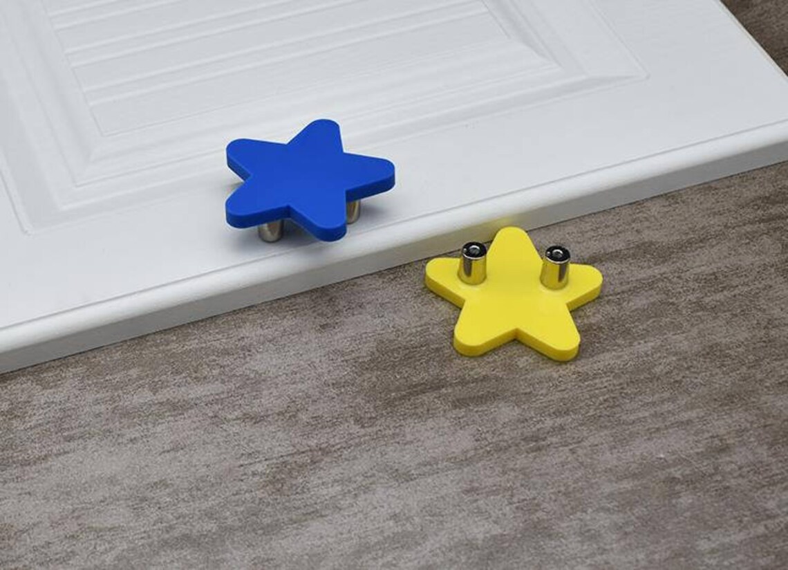1.25 Kids Dresser Knobs Drawer Knobs Pulls Moon Star Blue Etsy
