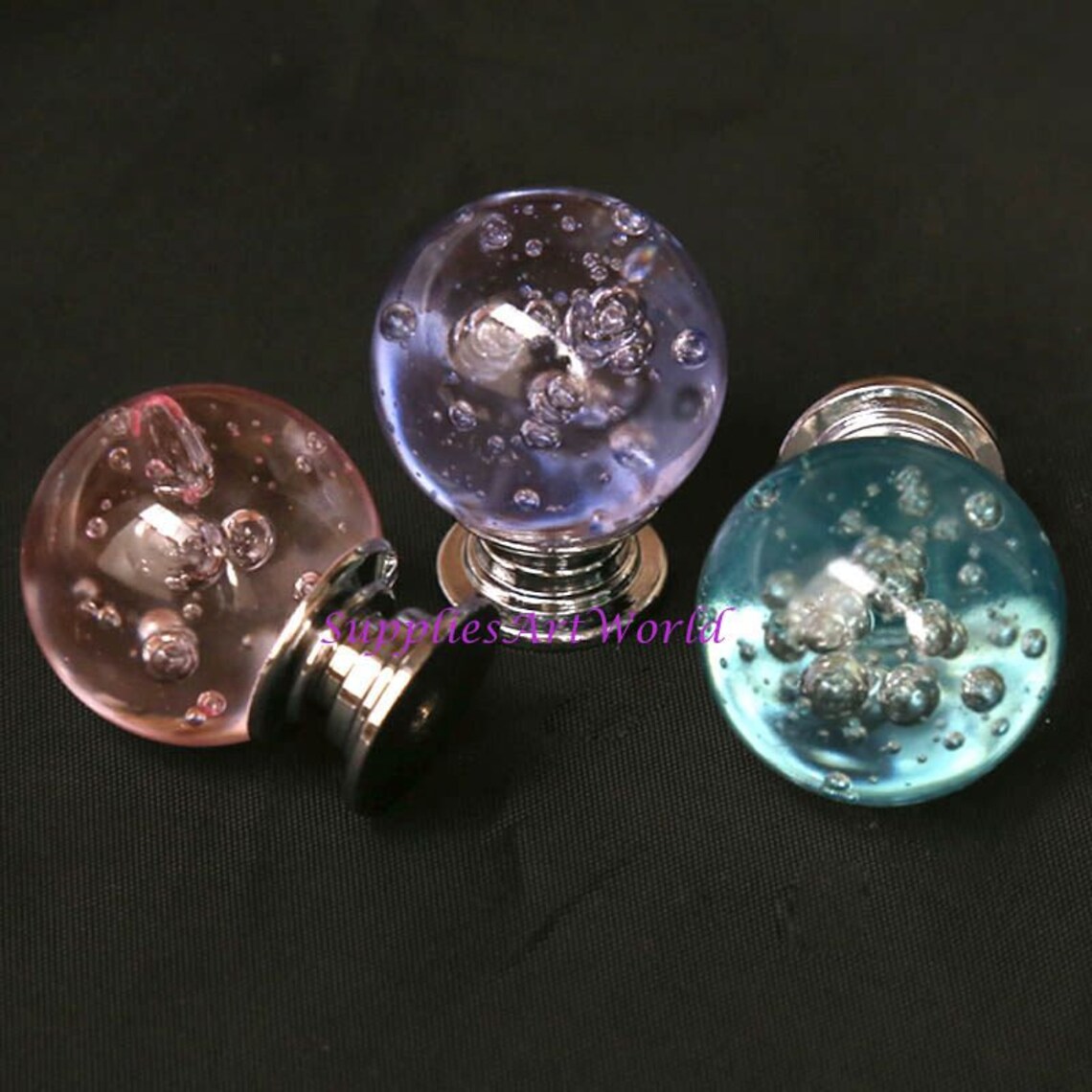 Glass Ball Knobs Handles Bubbles Crystal Knobs Pulls Pink Etsy