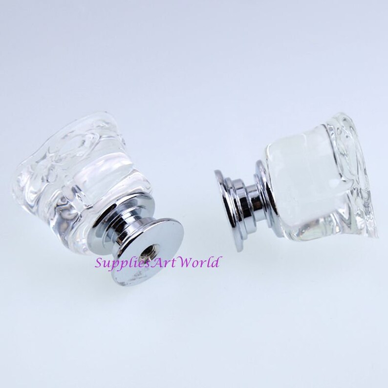 Crystal Rose Flower Knobs Glass Clear Knobs Handles Dresser Etsy