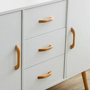 Kast lade grepen knoppen trekt massief houten grepen knoppen trekt kledingkast knoppen trekt dressoir pull handvat knoppen keuken houten trekt afbeelding 5