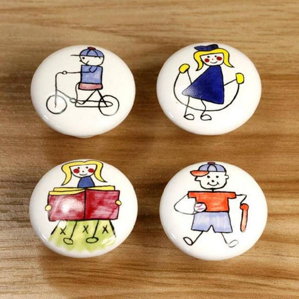 Ceramic Knobs Kids Children Dresser Knobs Drawer Knob Pulls Handles Kitchen Cabinet Door Knobs Decorative Cartoon Knobs