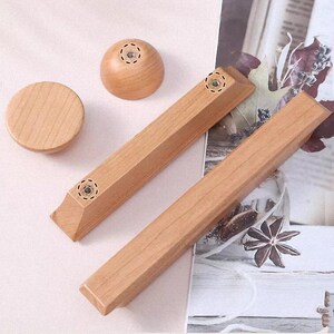 Simplicity Wooden Handles Knobs Pulls Wardrobe Knobs Pulls Kitchen Drawer Pull Handle Cabinet Drawer Handles Knobs Bathroom door handle zdjęcie 3