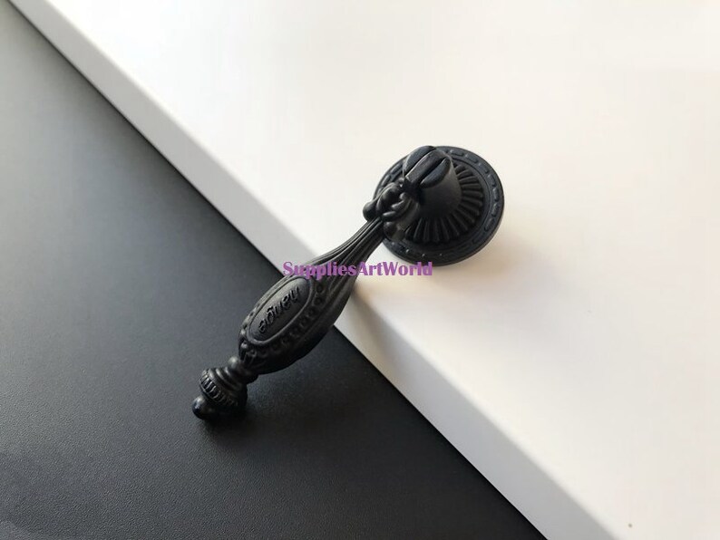 Black Dresser Pull Knobs Drawer Knobs Pulls Handles Drop Etsy