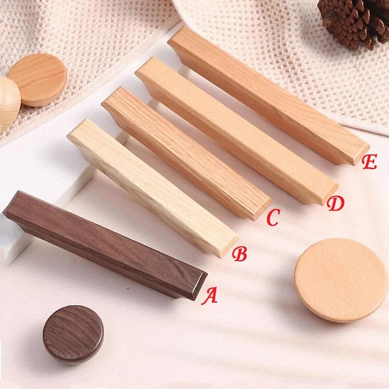 Simplicity Wooden Handles Knobs Pulls Wardrobe Knobs Pulls Kitchen Drawer Pull Handle Cabinet Drawer Handles Knobs Bathroom door handle zdjęcie 2