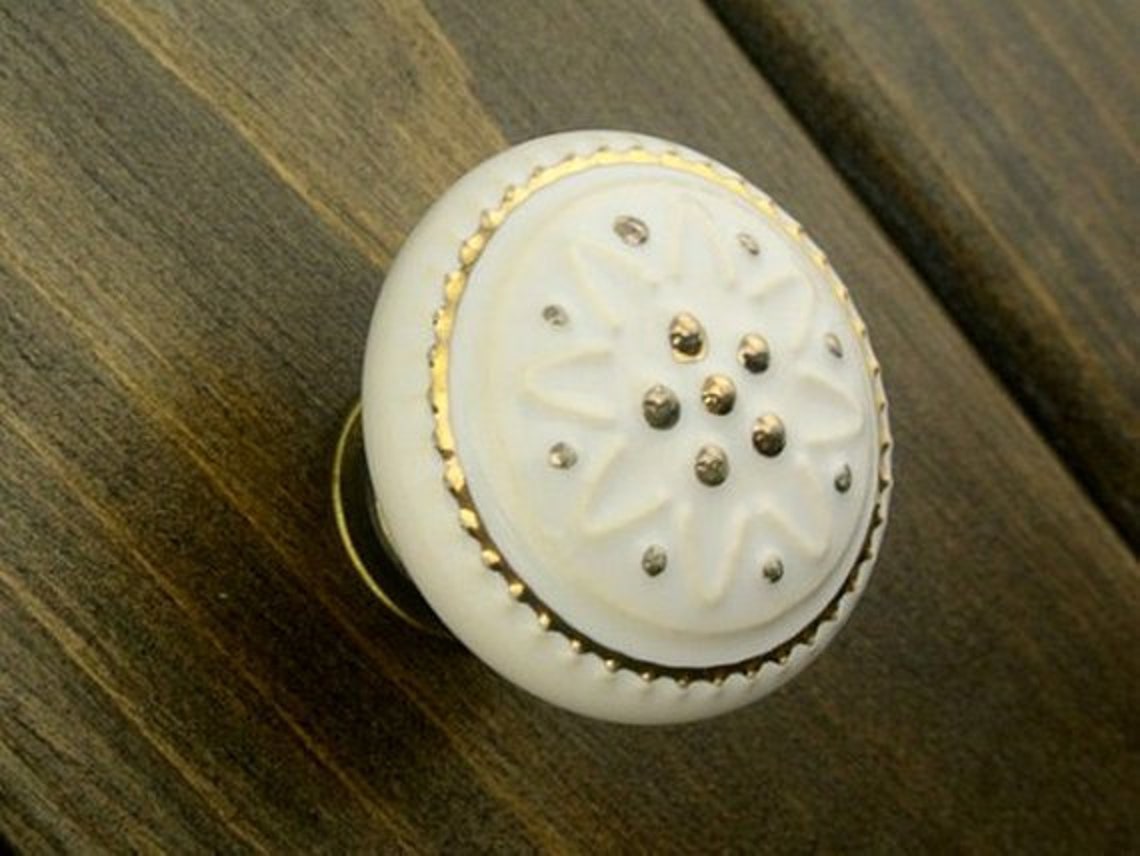 Perillas del vestidor manijas de oro blanco perillas del cajón | Etsy