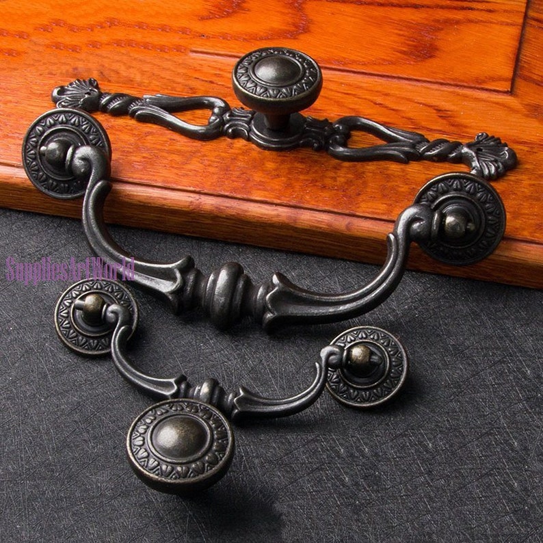 Vintage Dresser Knobs Handles Drop Bail Pulls Drawer Pulls Etsy