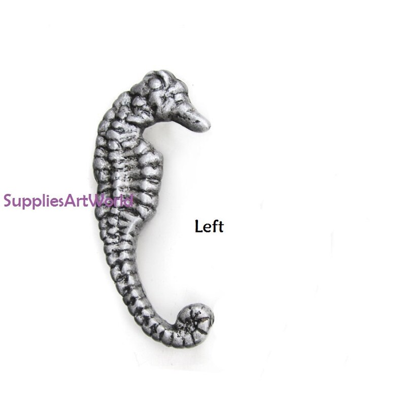 Seahorse Cabinet Door Handles Pulls Black Silver Antique Drawer